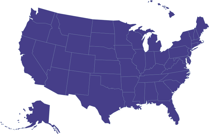Map of the United States showing nationwide billing coverage