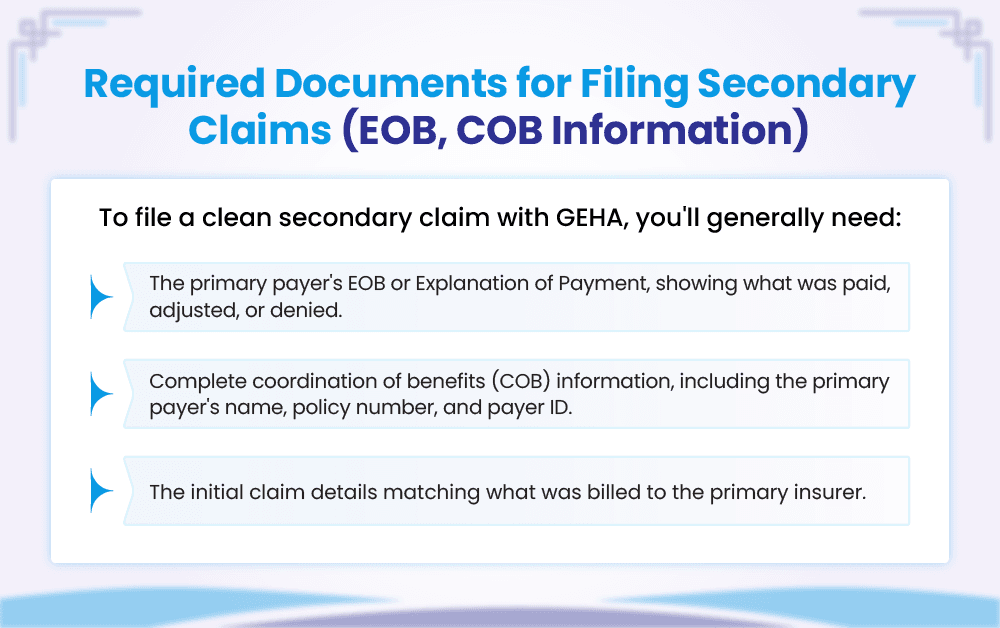 Required Documents for Filing Secondary Claims (EOB, COB Information)