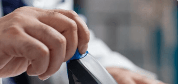 Clinician handling a claim tracking device