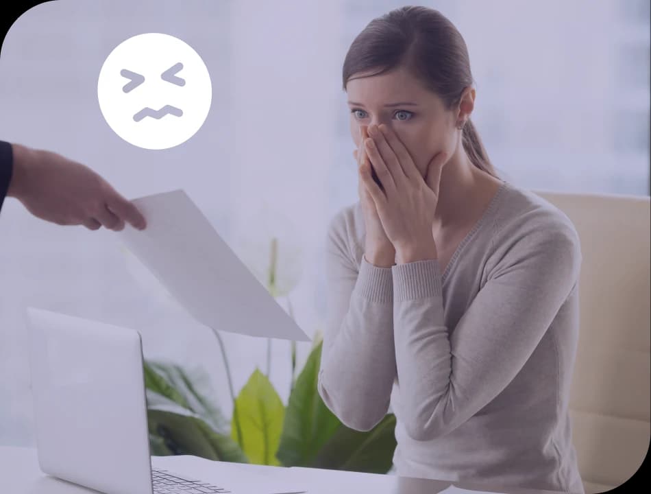 Frustrated office worker receiving a denied claim document