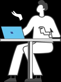 Illustration of a person working on a laptop at a desk