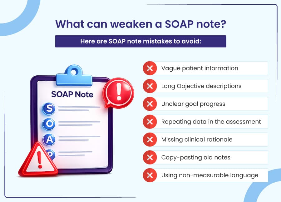What can weaken a SOAP note? Here are SOAP note mistakes to avoid.