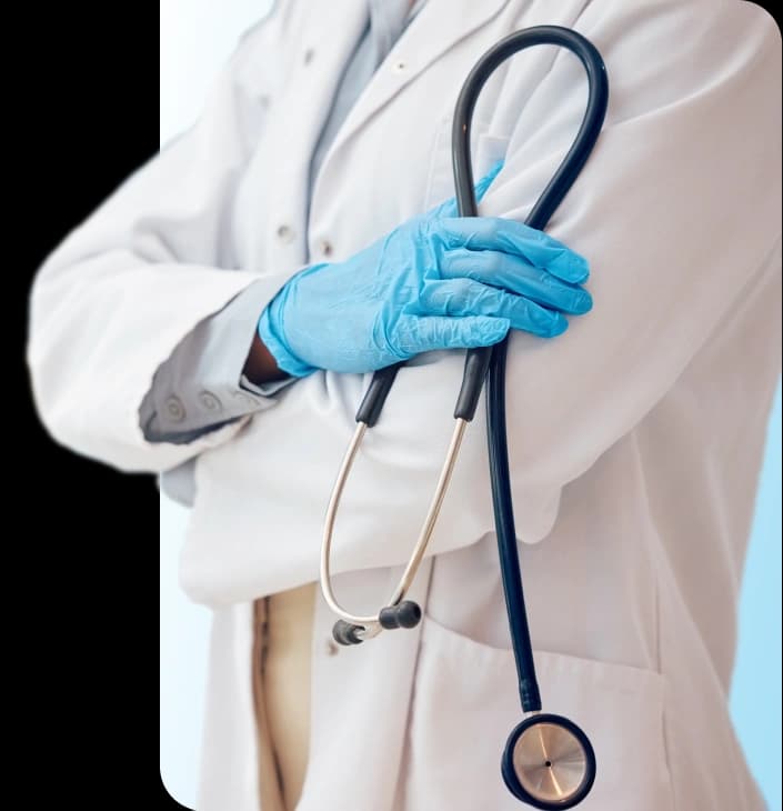 Physician holding a stethoscope